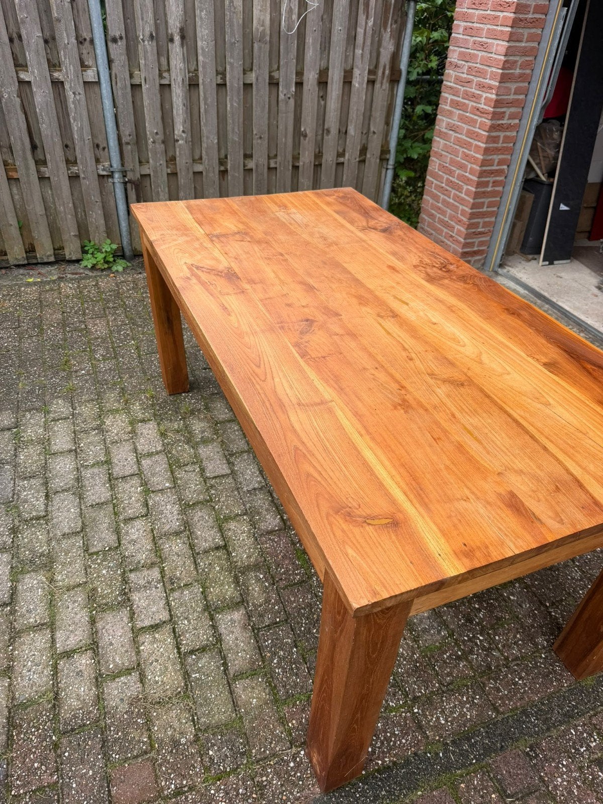 Massief houten eettafel -, Huis en Inrichting, Ophalen, Gebruikt, 50 tot 100 cm, Vijf personen of meer
