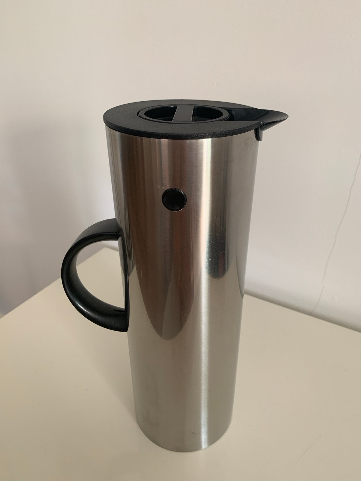 Prachtige Stelton EM77 Thermoskan 1 Liter –  RVS, Gebruikt, Zilver, Ophalen of Verzenden, Metaal