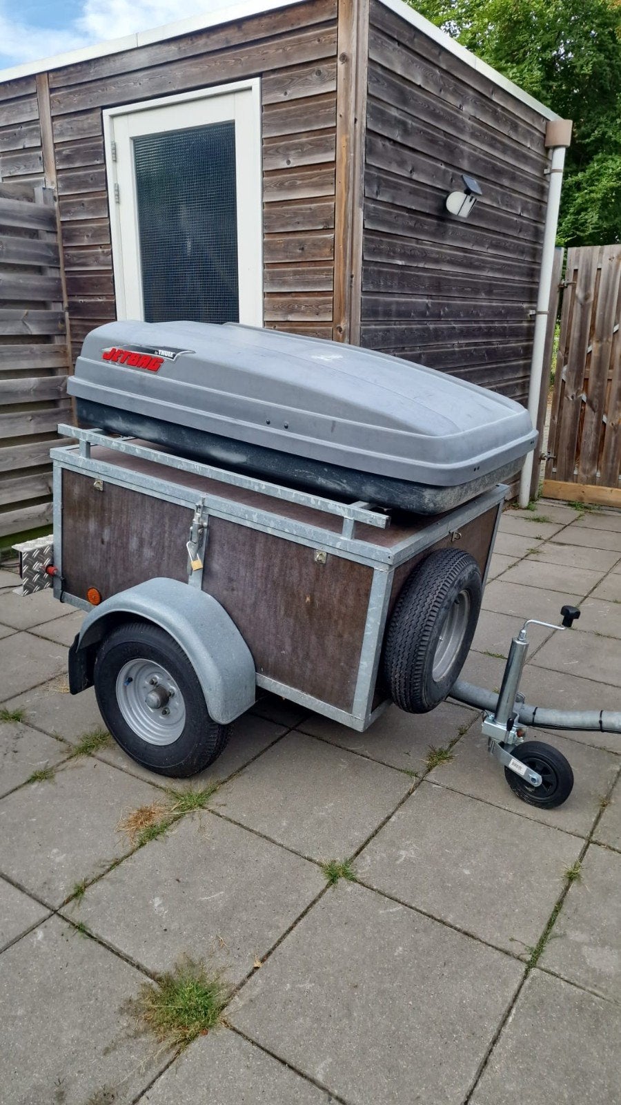 Compacte aanhanger met dakkoffer - Ideaal voor extra bagage, Auto diversen, Ophalen, Gebruikt