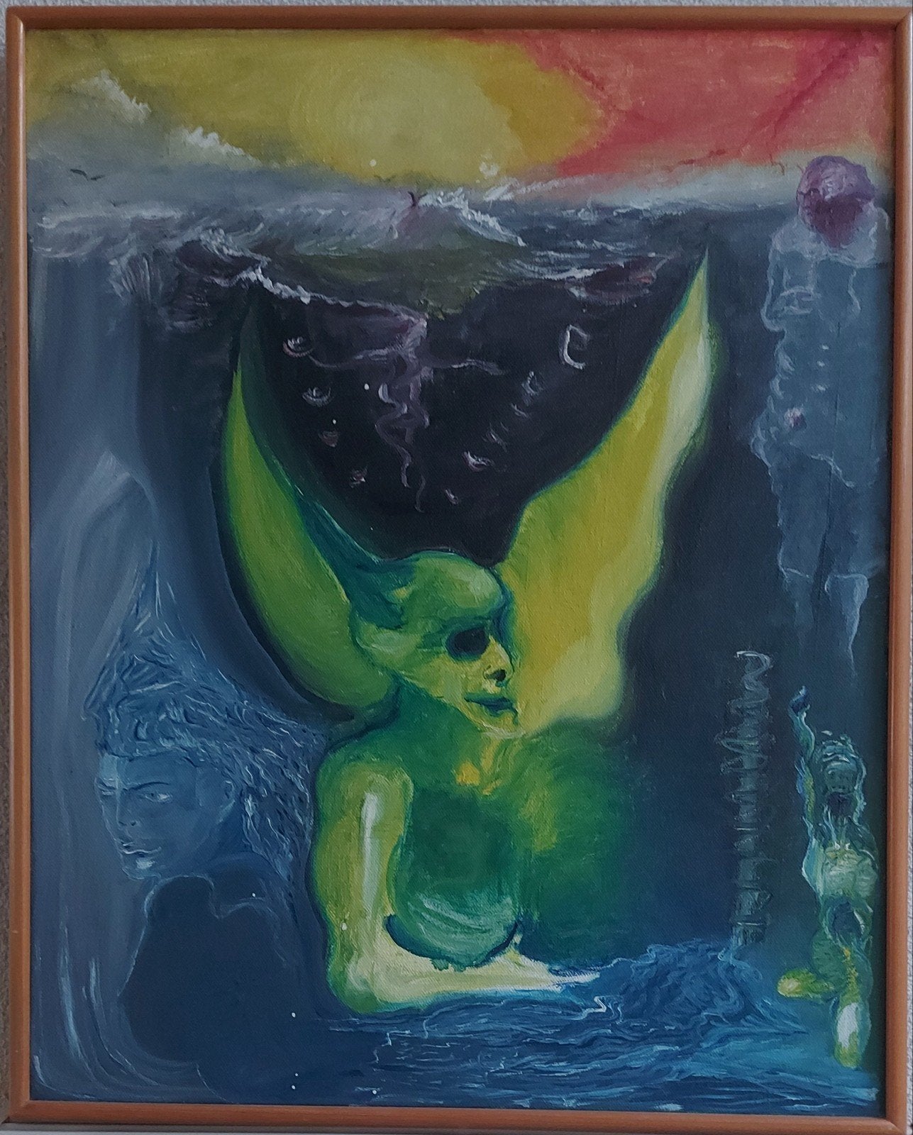 Schilderij surrealistische / expressionistische kunst, Antiek en Kunst, Kunst | Schilderijen | Abstract, Ophalen