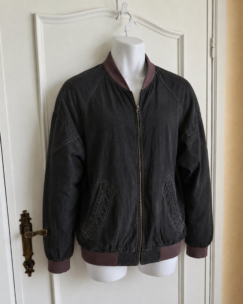 Vintage heren zijden bomberjack  maat 54, Ophalen of Verzenden, Gedragen, Maat 52/54 (L), Zwart