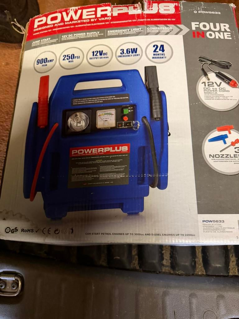 Powerplus starthulp 12v dc 500mA output 6A, Ophalen of Verzenden, Gebruikt