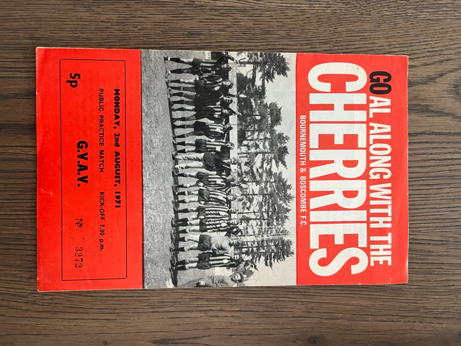 PROGRAMMABOEKJE BOURNEMOUTH-GVAV 1971, Ophalen of Verzenden, Zo goed als nieuw, Overige binnenlandse clubs, Overige typen