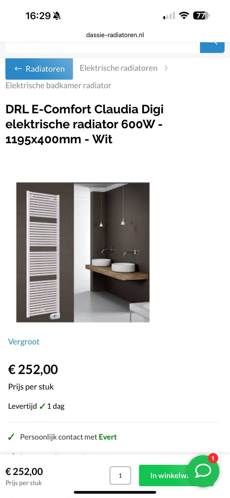 DRL E-Comfort Claudia Digi elek. radiator - NIEUW IN DOOS, Ophalen, 50 tot 100 cm, Zo goed als nieuw, Minder dan 100 cm