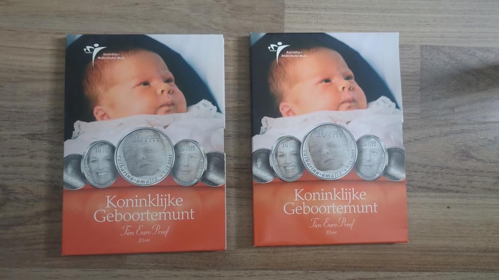 2x Koninklijke Geboortemunt ZILVER - Amalia, Postzegels en Munten, Munten | Nederland, Ophalen of Verzenden, Koningin Beatrix