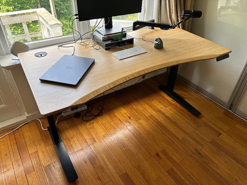 Jarvis contour hoogte instelbaar bureau 160x80cm, Ophalen, Zit-sta bureau, 160 cm, Hout
