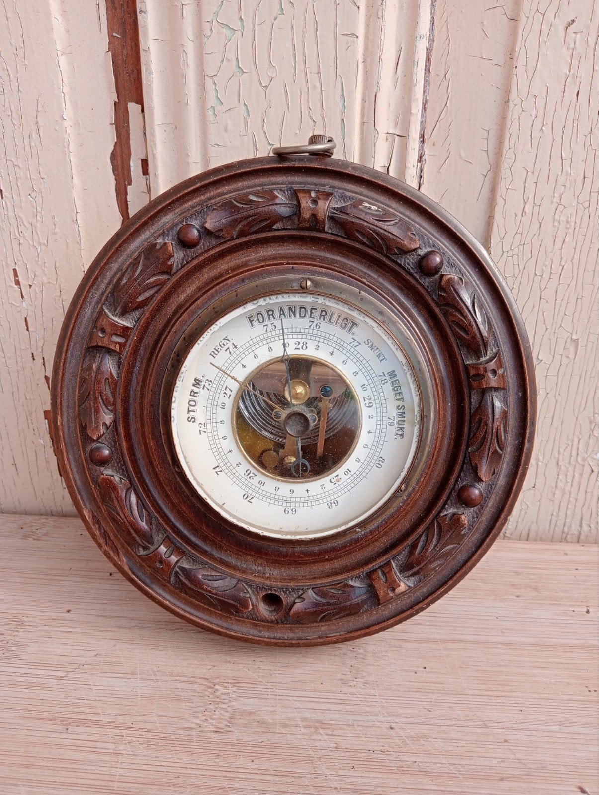 Antieke Barometer - Houten Frame Deens, Ophalen of Verzenden, Gebruikt, Barometer
