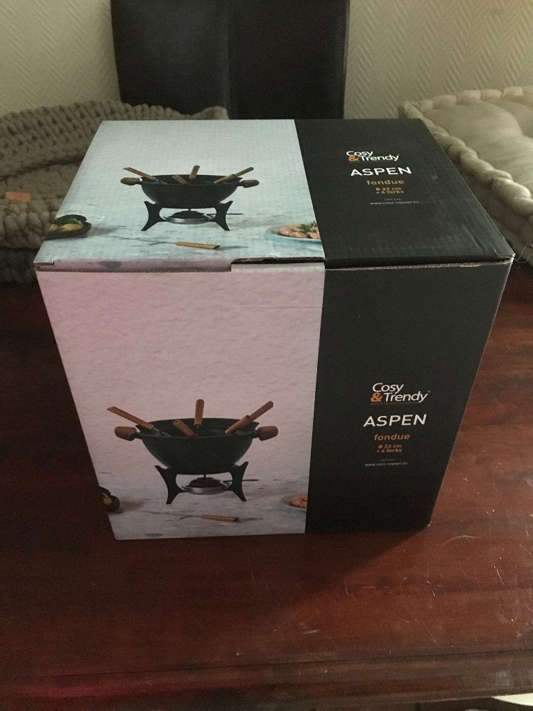 Fondueset Aspen met gietijzeren pan  Nieuw in doos, Witgoed en Apparatuur, Fonduesets, Ophalen, Nieuw, Brander, Fondueset