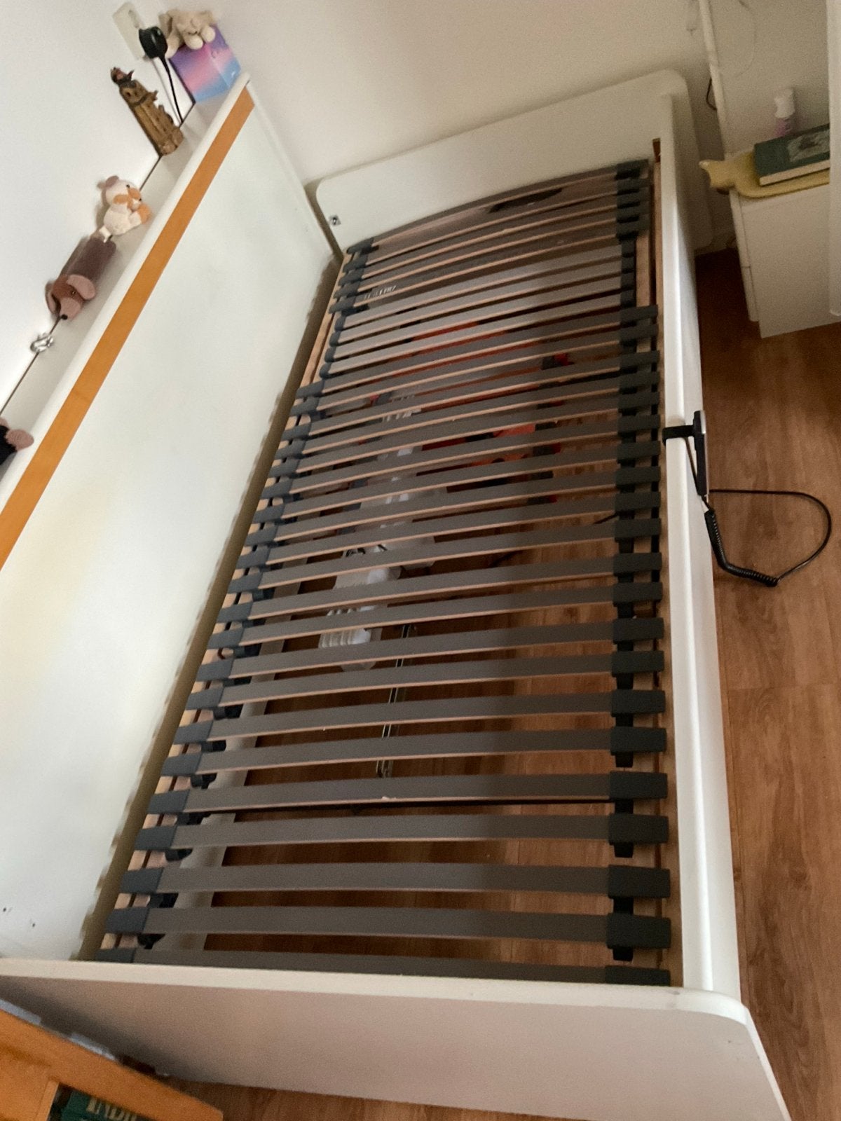 Elektrisch Verstelbaar eenpersoons lattenbodem, Ophalen, 90 cm, Eenpersoons, Wit