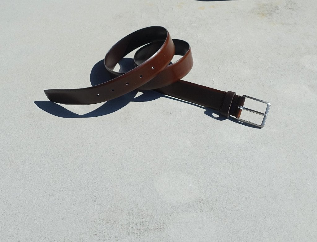 leren herenriem CesVe131 / 115 x 3,4 cm in koffiebruin, Bruin, Echt leder, Nieuw, 115 cm of meer