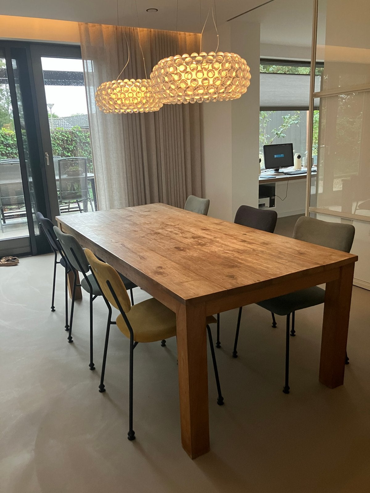 Teakhouten eettafel 220x100 cm, Ophalen, Gebruikt, 100 tot 150 cm, Teakhout