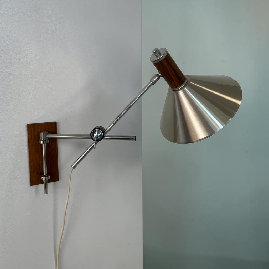 Anvia wandlamp, swing arm, teak, zeer goede originele staat, Ophalen, Huysmans, Mid-Century vintage Dutch Design, Doorwerth