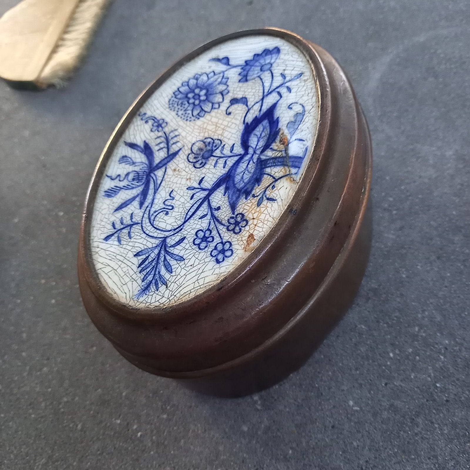 Antieke Koperen Tabaksdoos Villeroy & Boch Wallerfangen 14,5, Ophalen of Verzenden