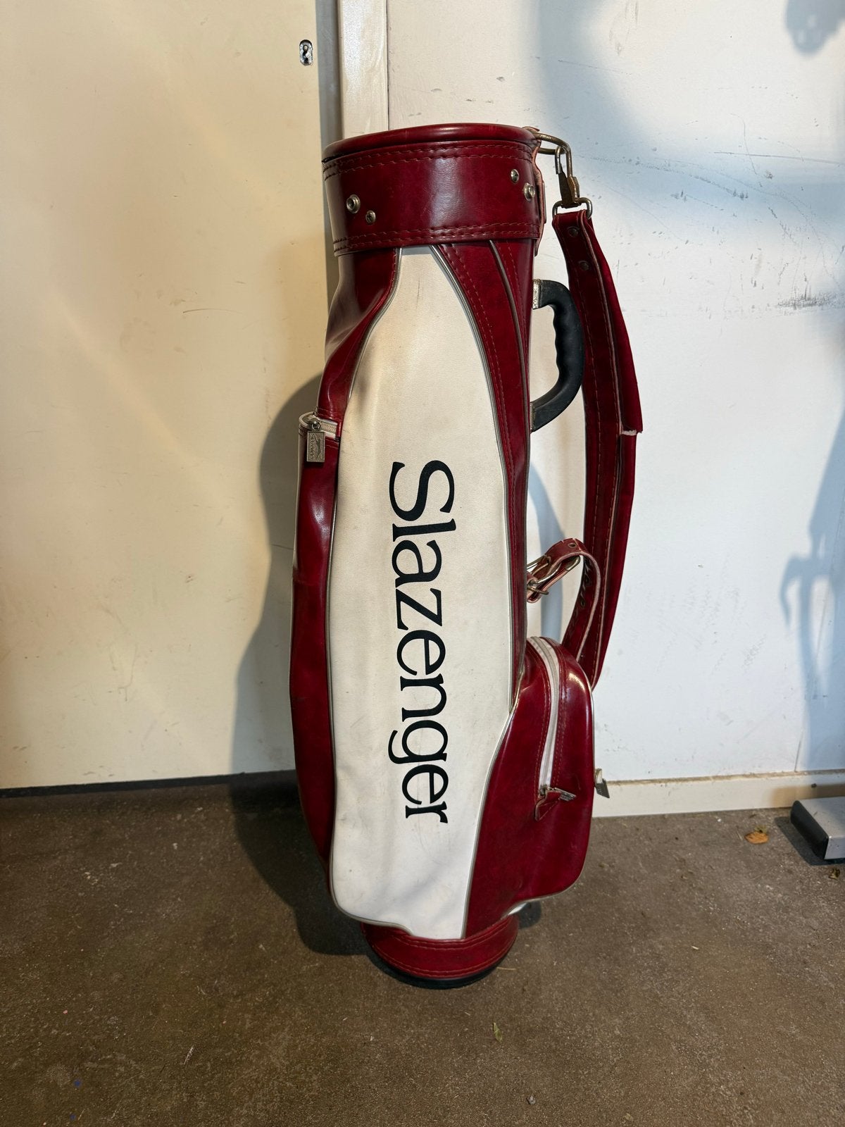 Vintage Slazenger golf tas - Rood/Wit, Ophalen, Gebruikt, Tas, Overige merken