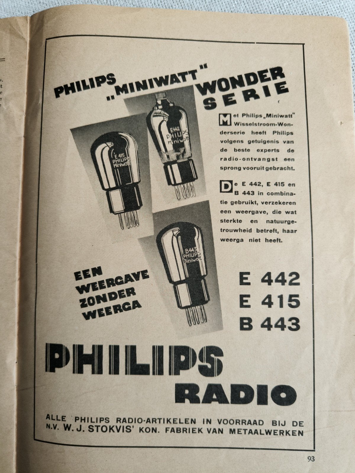 1929, N.V. W.J.STOKVIS, ARNHEM, PHILIPS, MAANDBLAD, Ophalen of Verzenden, 1920 tot 1940, Tijdschrift