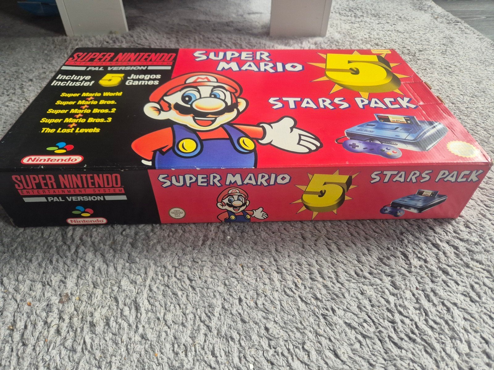 Super Nintendo  (super mario 5 stars pack), Spelcomputers en Games, Spelcomputers | Nintendo Super NES, Ophalen, Gebruikt, Met 2 controllers