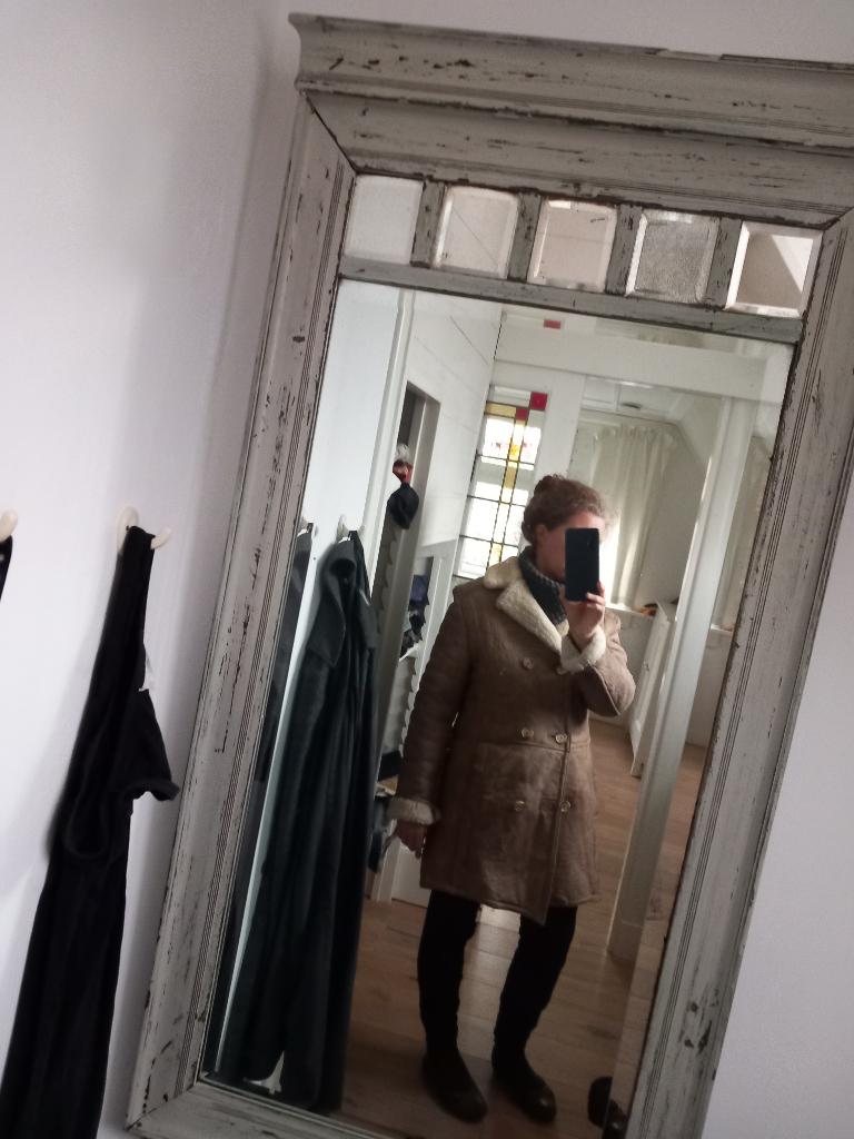 mooie lammy jas, vintage lammy coat, echte wol shearling, Ophalen of Verzenden, Zo goed als nieuw, Maat 38/40 (M), Bruin