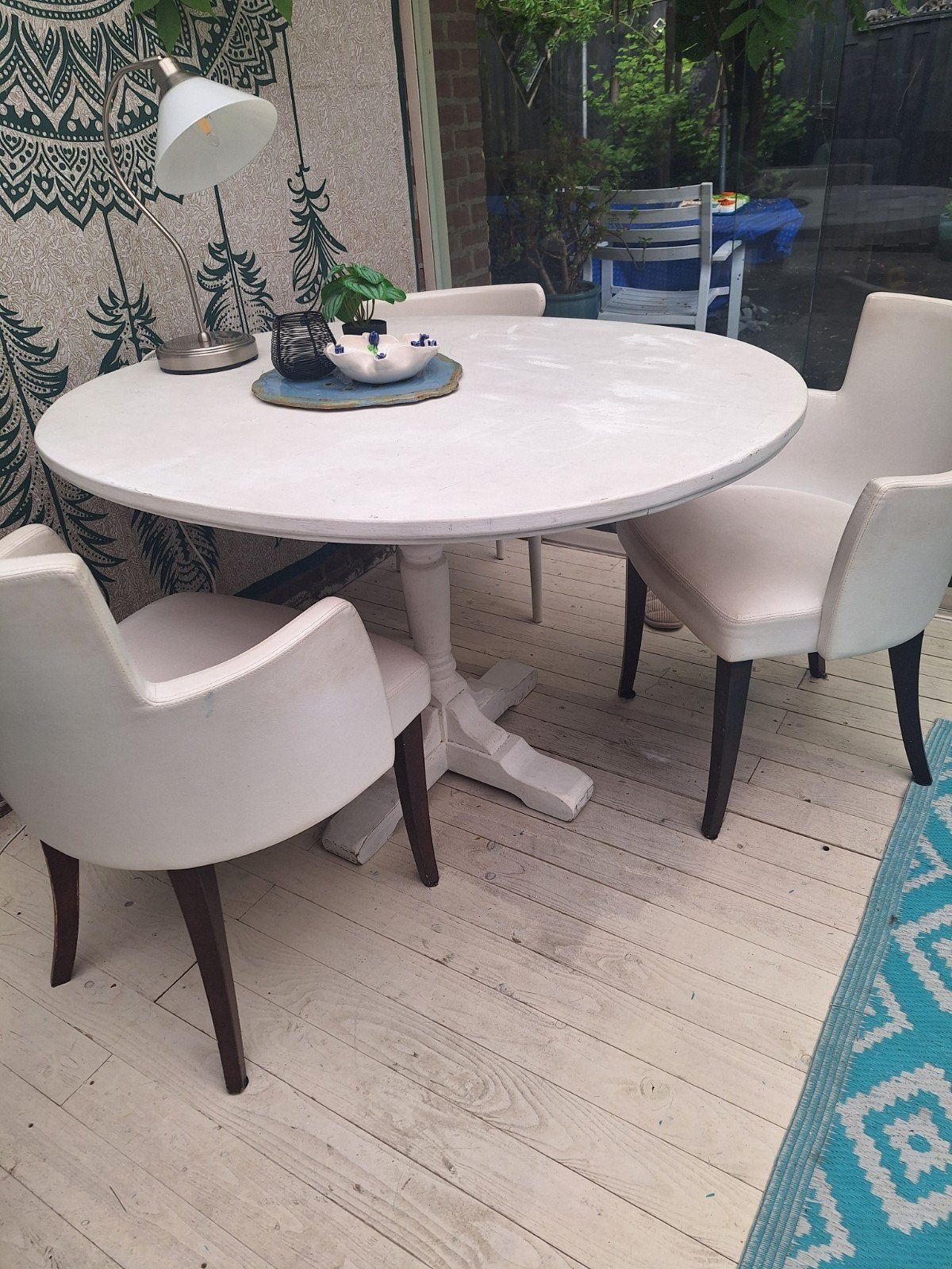 Eettafel ovaal wit, Huis en Inrichting, Tafels | Eettafels, Ophalen, Gebruikt, 200 cm of meer, 50 tot 100 cm