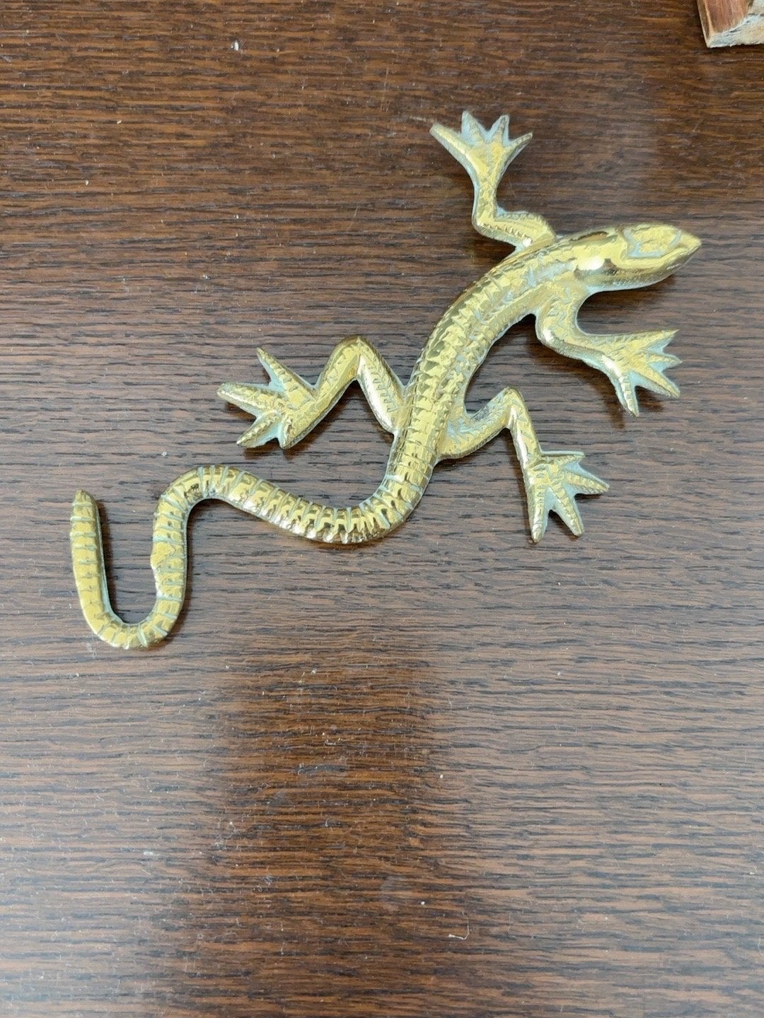 Vintage messing hagedis / gekko wanddecoratie, Ophalen of Verzenden