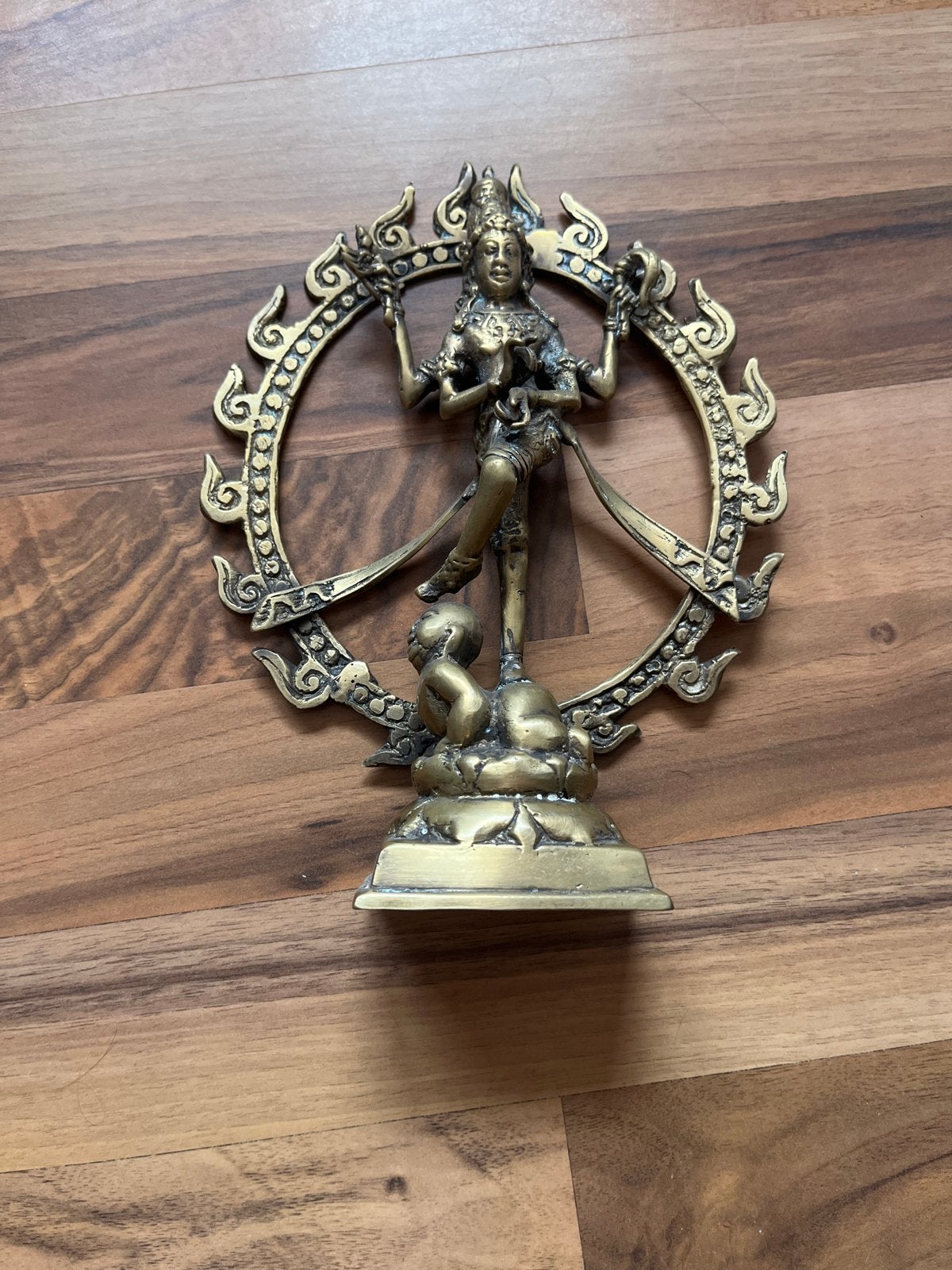 Bronzen beeldje van Shiva Nataraja - Dansende Shiva, Antiek en Kunst, Ophalen of Verzenden, 20 - 50 cm, Beeld, Goud