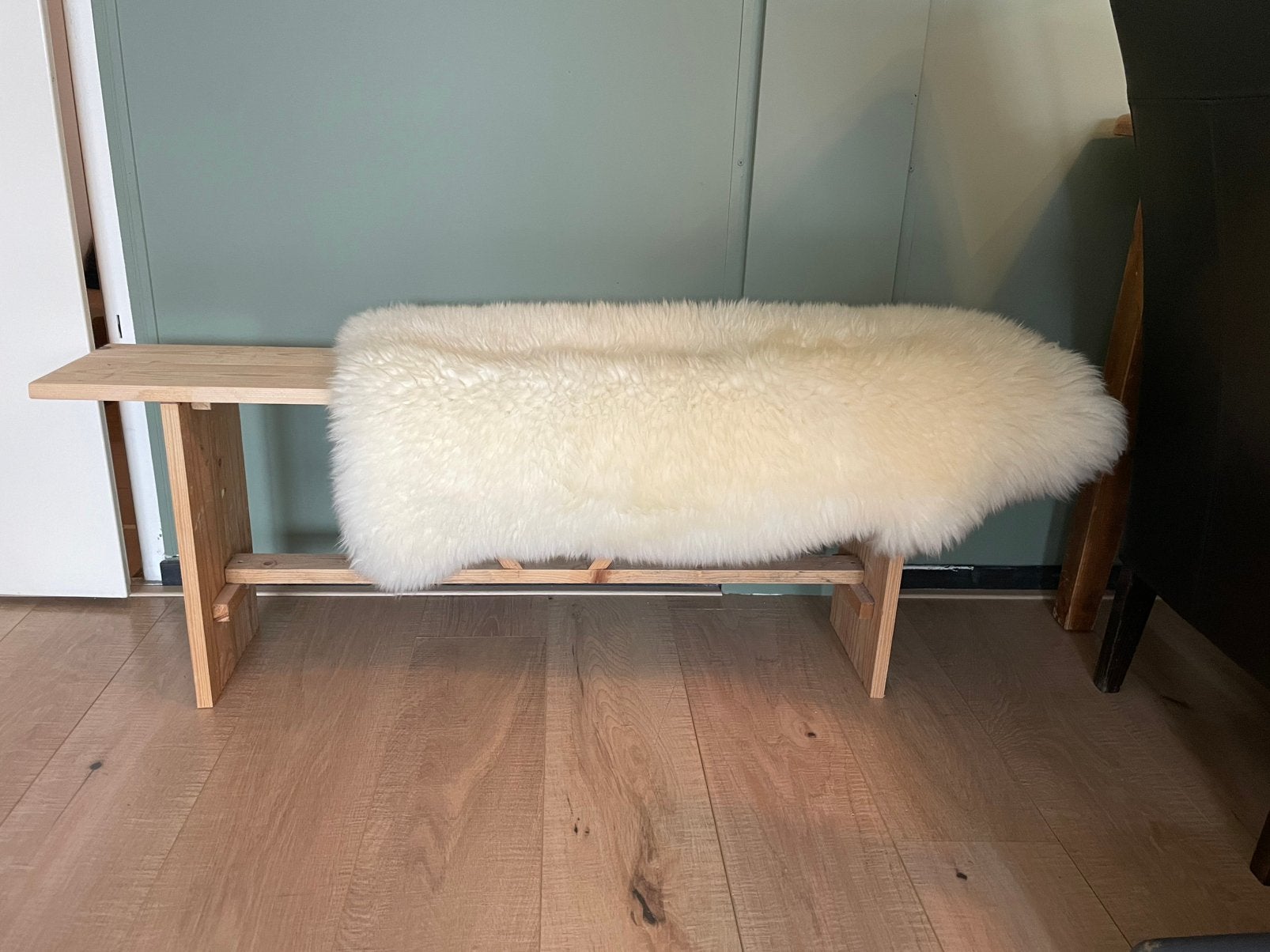 Houten bankje 120 breed, 21,5cm diep en 43,5cm hoog, Huis en Inrichting, Tafels | Sidetables, Ophalen, 100 tot 150 cm, Zo goed als nieuw