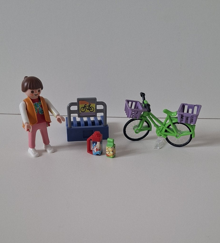 Playmobil - Vrouw met fiets en boodschappen (3203), Ophalen of Verzenden, Gebruikt, Complete set