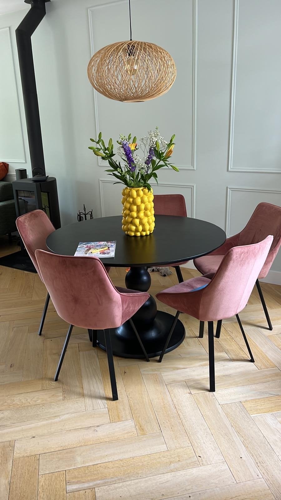 Be Pure Home ronde eettafel zwart hout 120cm, Ophalen, 100 tot 150 cm, Rond, Zo goed als nieuw