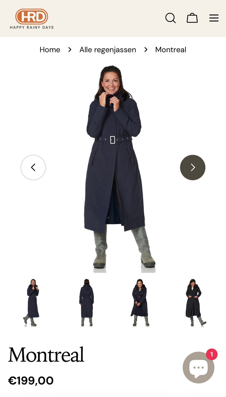 Lange regenjas van Happy Rainy Days D. blauw maat XXL,, Ophalen of Verzenden, Zo goed als nieuw, Regenjas