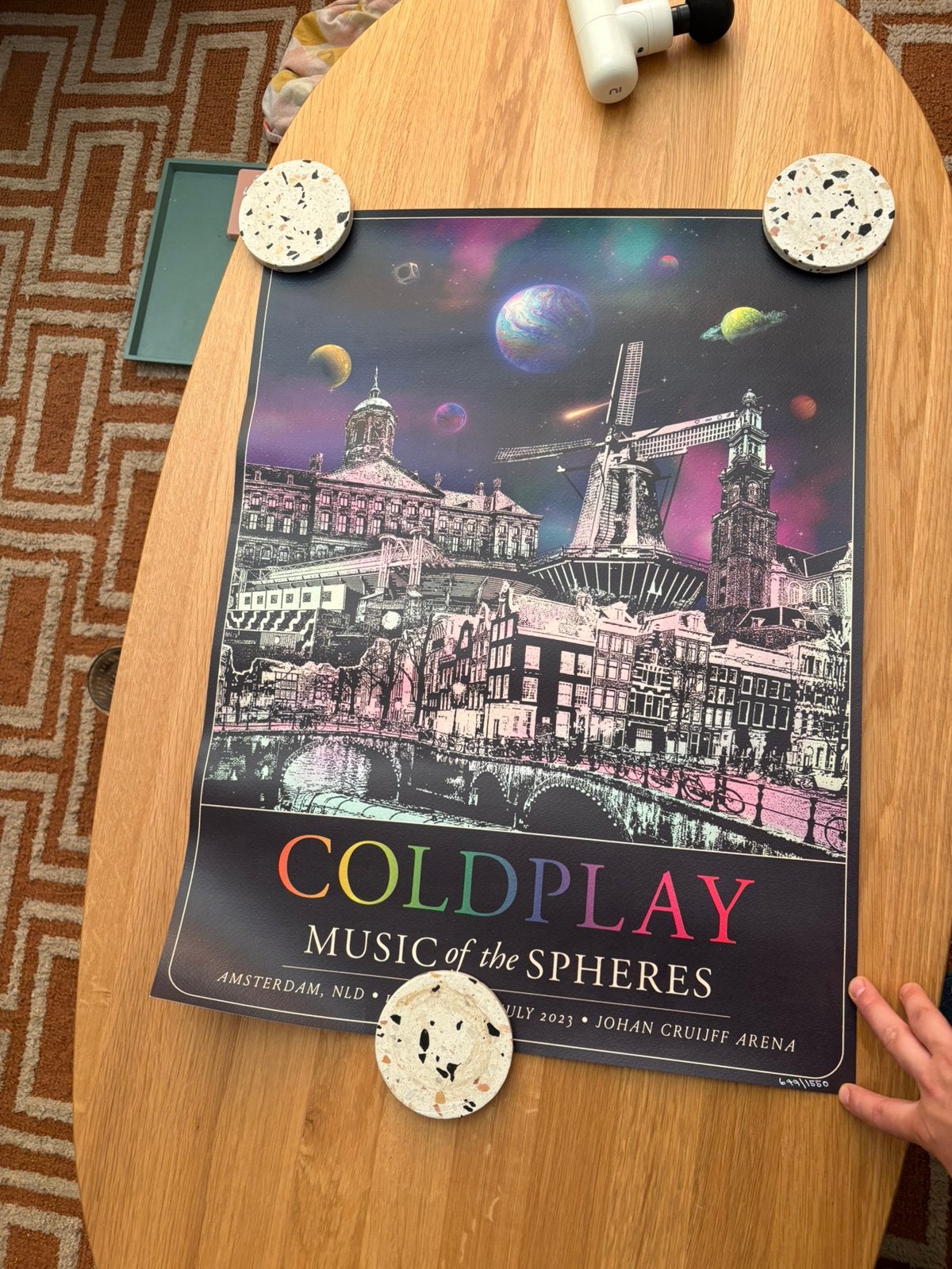 Limited  poster coldpay 2023 649/1550, Verzamelen, Posters, Ophalen, Zo goed als nieuw, Muziek