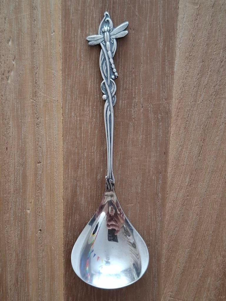 Vintage verzilverde suikerschep Libelle - suiker lepeltje, Antiek en Kunst, Ophalen of Verzenden