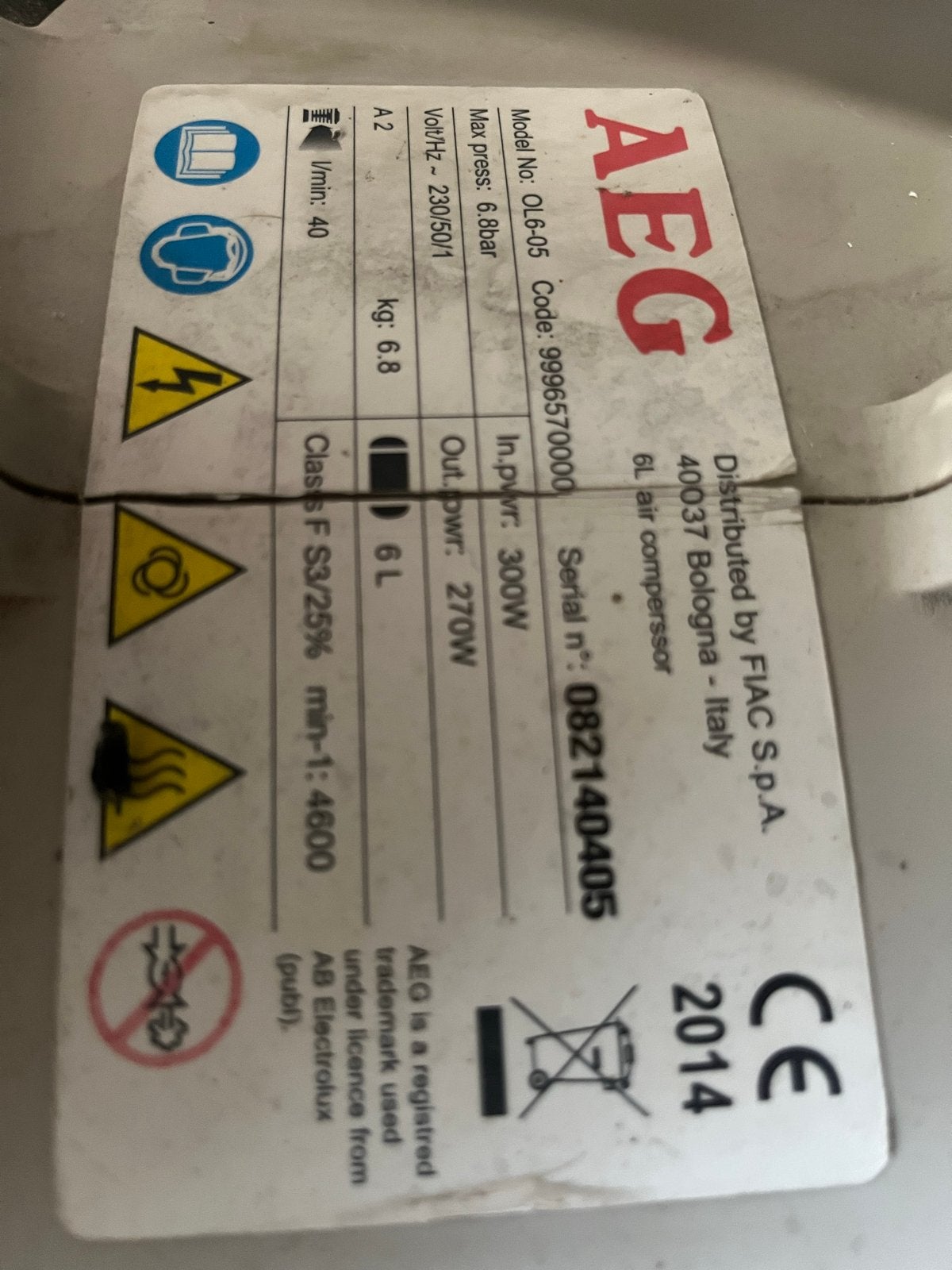 AEG OL6-05 Compressor - Compact en Krachtig, Gebruikt, Ophalen of Verzenden, Minder dan 200 liter/min, Minder dan 6 bar