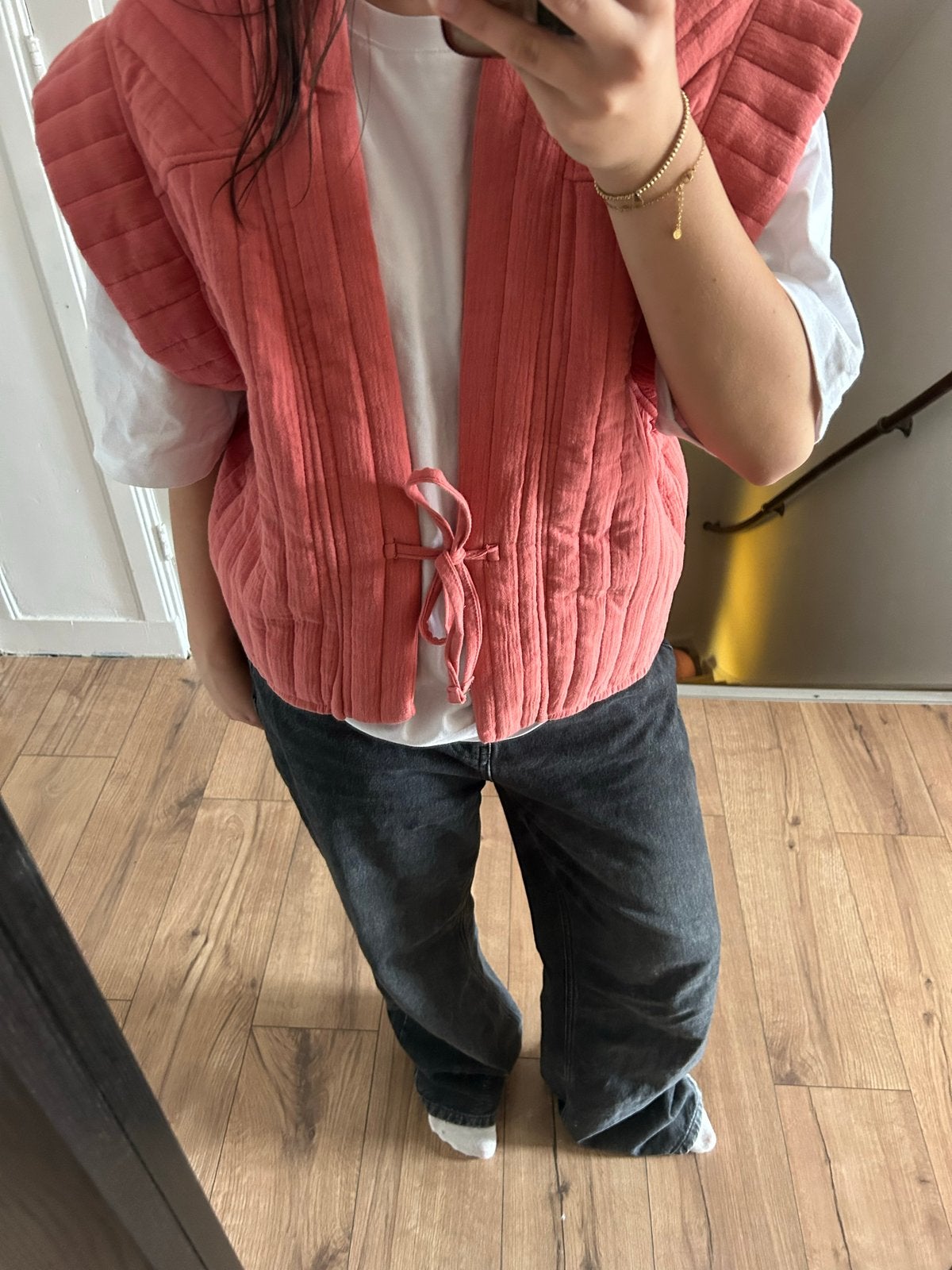 MY JEWELLERY Gewatteerd Gilet Koraalrood Maat L, Kleding | Dames, Ophalen of Verzenden, Zo goed als nieuw, Maat 42/44 (L), Roze