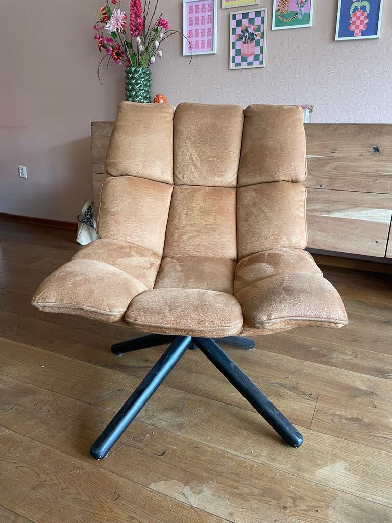 Fauteuil cognac - Trendhopper, Huis en Inrichting, Fauteuils, Gebruikt, Stof, 75 tot 100 cm, Minder dan 75 cm, Ophalen