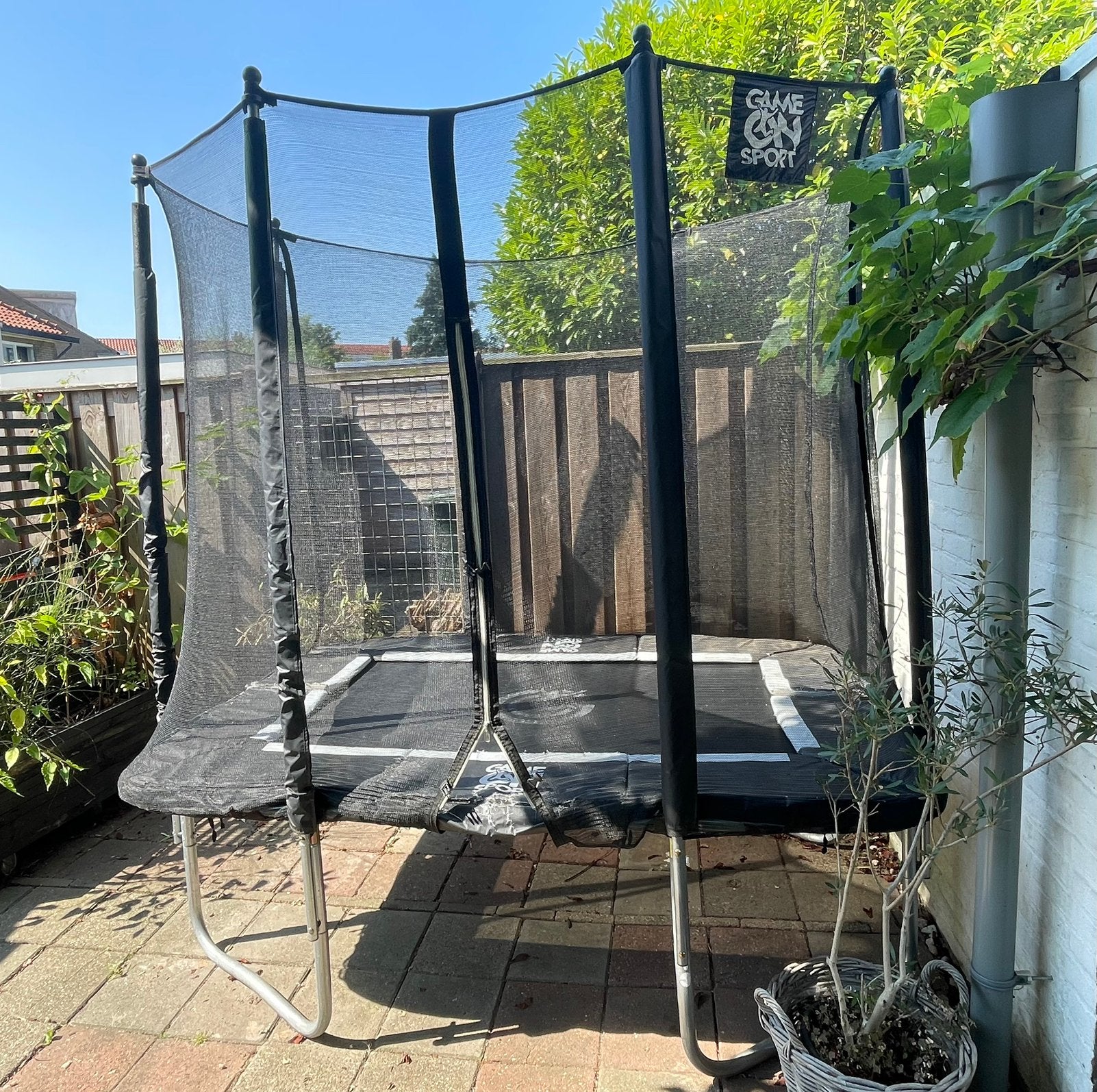 Trampoline Game On Sport 163X215 Cm Zwart, Kinderen en Baby's, Speelgoed | Buiten | Trampolines, Ophalen, Gebruikt