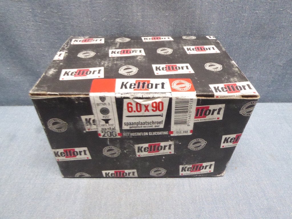 Kelfort | Spaanplaat schroef 6.0x90 | PZD-verz. kop | 200 st, Ophalen of Verzenden, Nieuw
