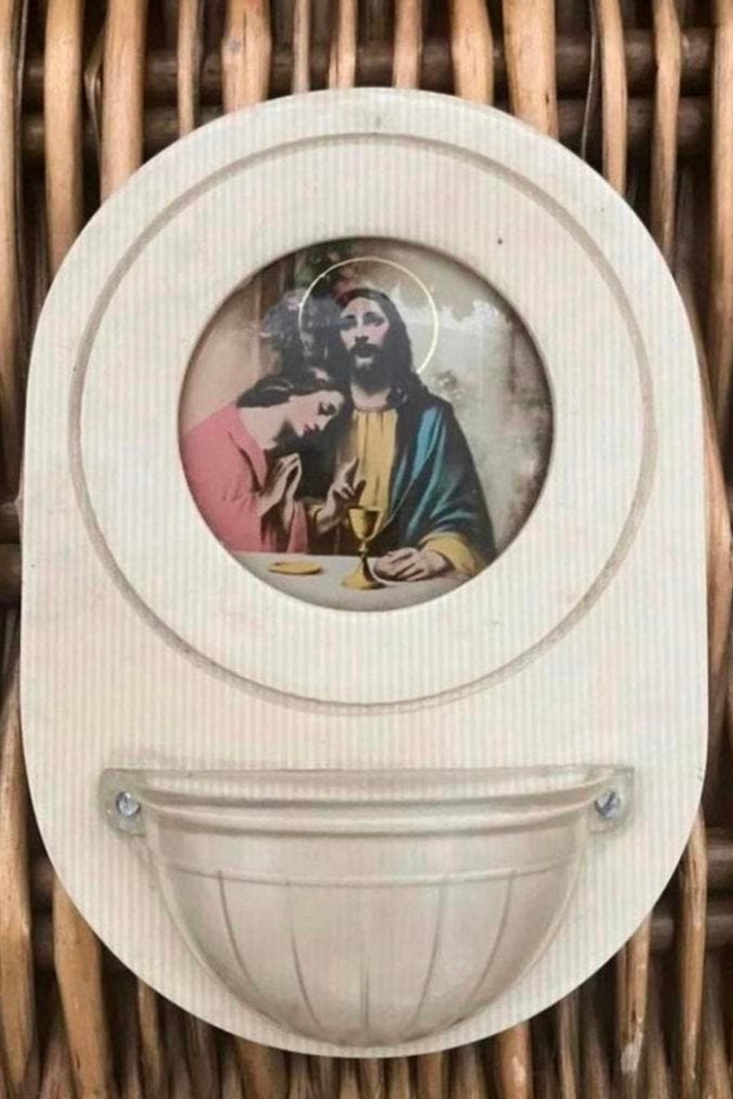 Wijwaterbakje RETRO,van polyresin..mooi!, Ophalen of Verzenden