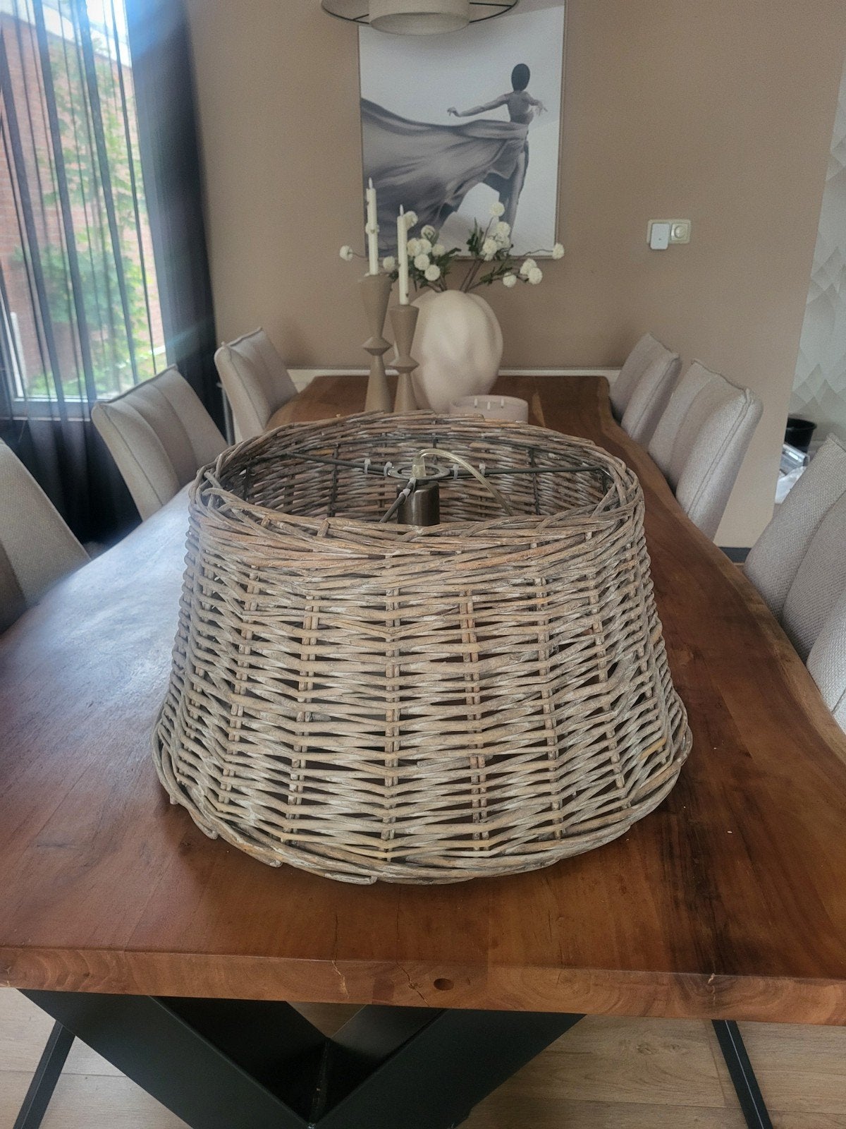 lampenkap rond 54cm, Huis en Inrichting, Natuurlijk materiaal, Ophalen, Zo goed als nieuw, 54 cm
