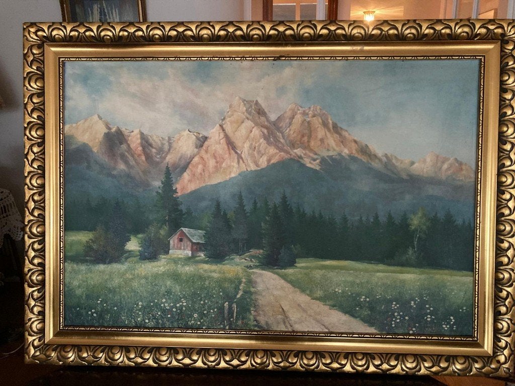 Schilderij, Ophalen, Doek, Landschap, Olieverf