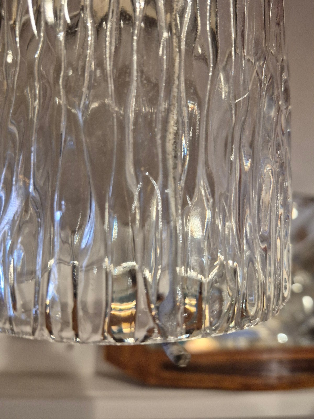 Vintage hanglamp met geribbeld glazen kapje, Ophalen of Verzenden