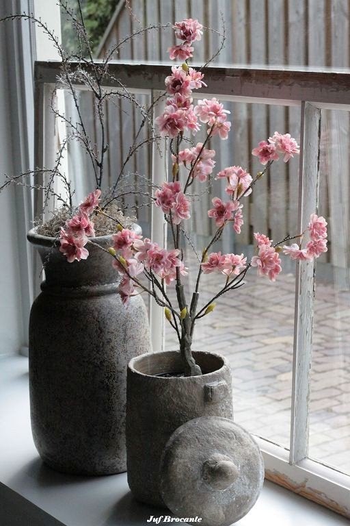 Zijden bloesem op stam, Huis en Inrichting, Www.jufbrocante.nl, Www.jufbrocante.nl, Nieuw, Ophalen of Verzenden