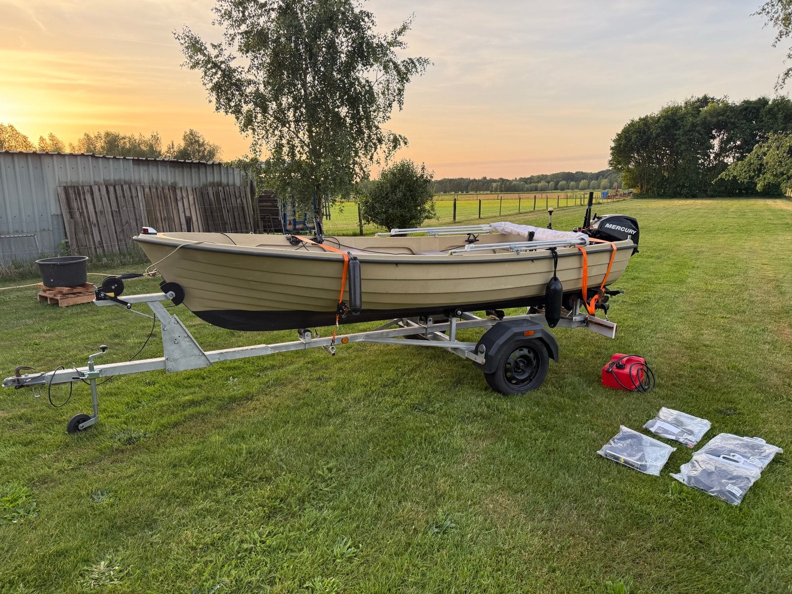 Complete Rana 15 boot met 15pk Mercury motor en trailer, Watersport en Boten, Ophalen, Gebruikt
