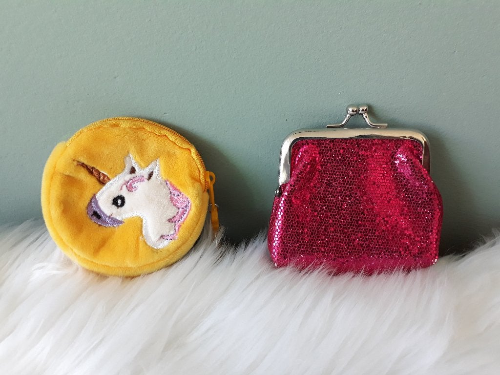 Twee leuke portemonnees voor kinderen (roze en geel), Ophalen of Verzenden, Zo goed als nieuw, Roze, Met knipsluiting