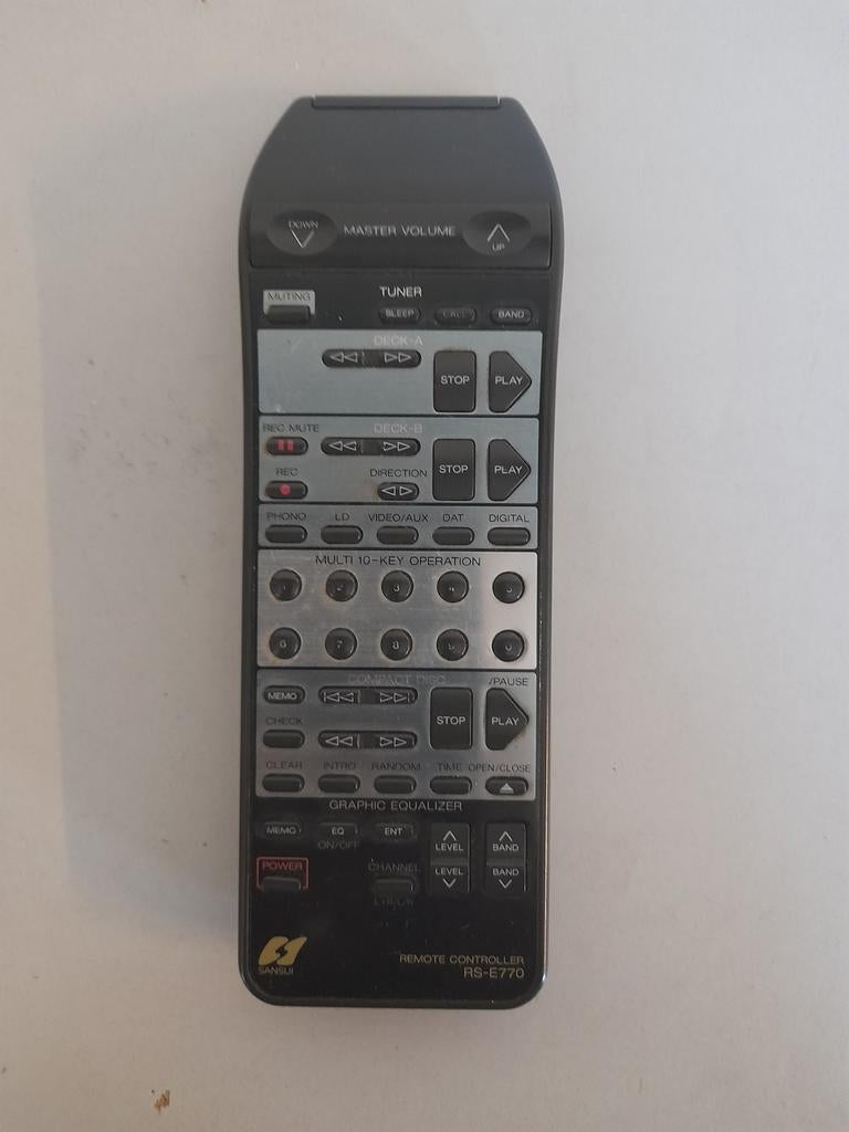 Sansui versterker afstandsbediening RS-E770, Ophalen of Verzenden, Gebruikt, Origineel, Vhs