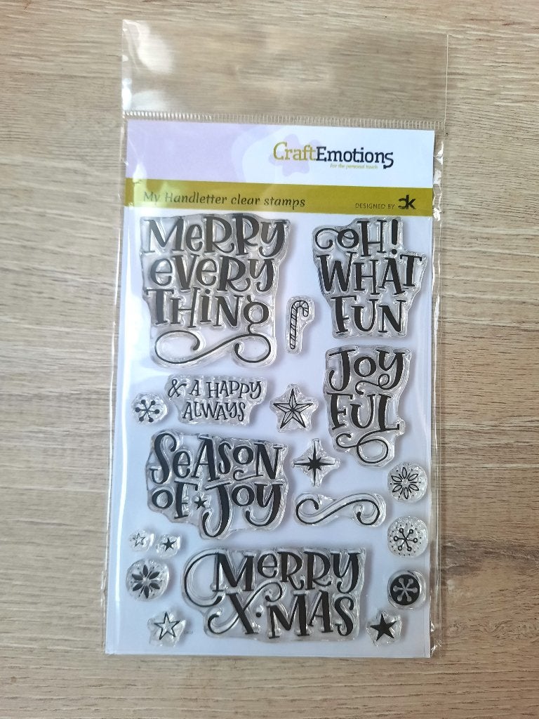 Carla Kamphuis kerst clear stamps Handletter Merry X-mas, Hobby en Vrije tijd, Stempelen, Ophalen of Verzenden, Nieuw, Clearstamp
