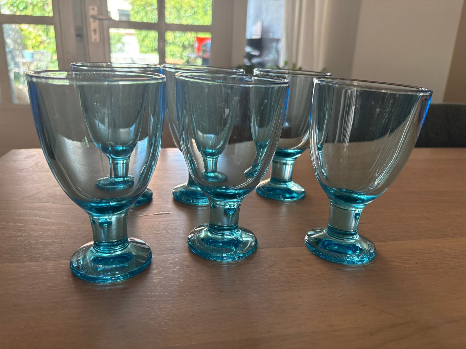 6 blauw Iittala water-/wijn glazen, Ophalen, Zo goed als nieuw, Overige typen