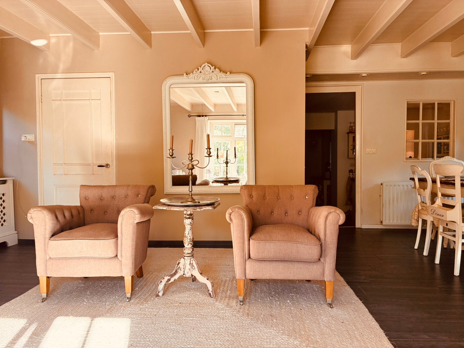 2x Rivièra Maison Fauteuil ‘Paramount’ / Linnen / Taupe, Ophalen, 75 tot 100 cm, Zo goed als nieuw, Stof