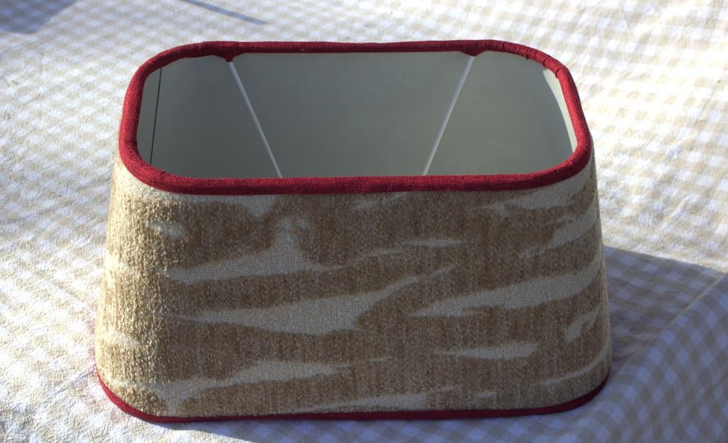 Lampenkap beige wit, rode afwerking, Ophalen of Verzenden, Zo goed als nieuw, Wit, Rond