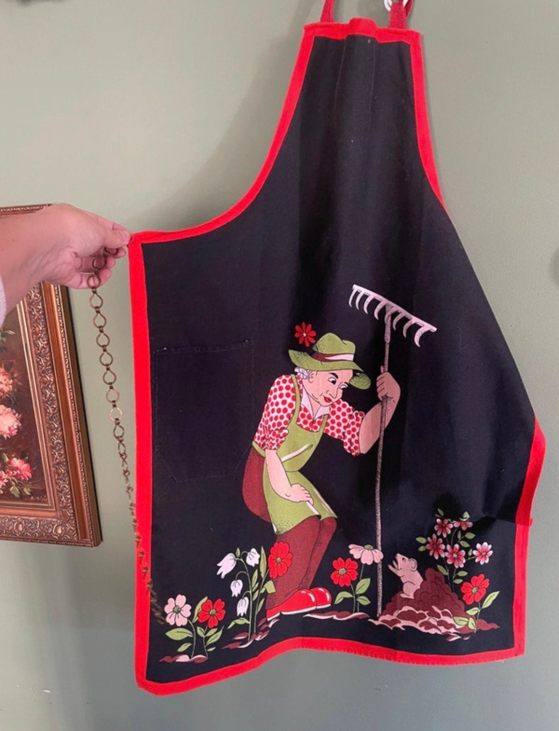 Vintage Schort met Tuinder en Mol - Jaren '80/'90, Ophalen of Verzenden, Zo goed als nieuw
