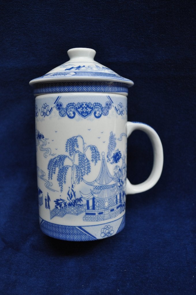 Vintage Theebeker met filter en deksel, Ophalen of Verzenden