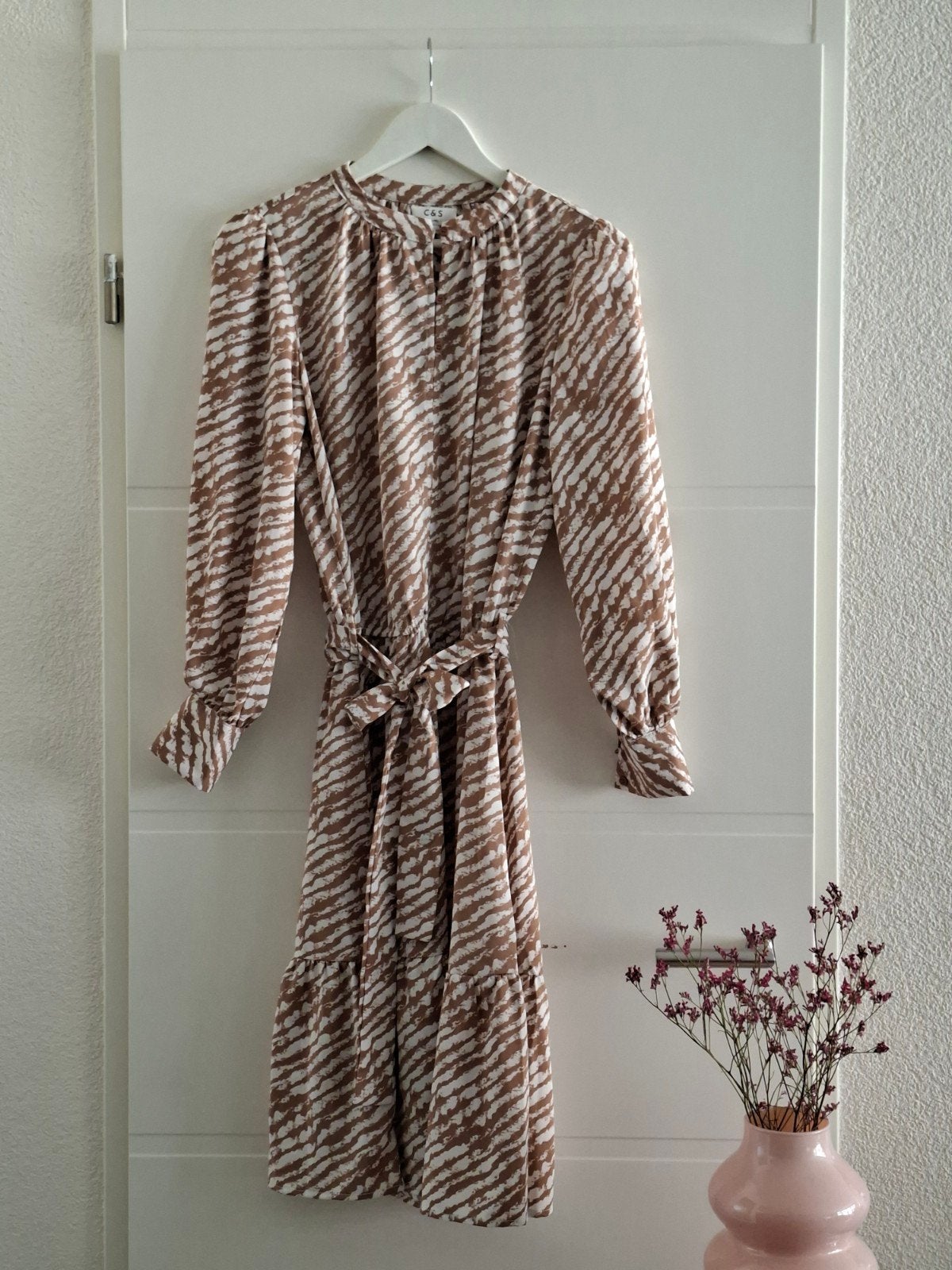 C&S The Label jurk S | Polyester | Crème | Casualchic boho, Beige, Nieuw, Ophalen of Verzenden, Knielengte
